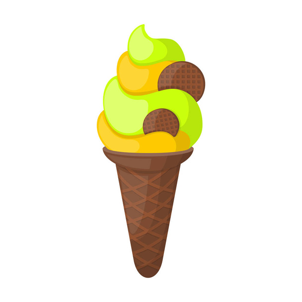 Ice cream in cone vector icon.Cartoon vector icon isolated on white background ice cream in cone. - Vector, imagen