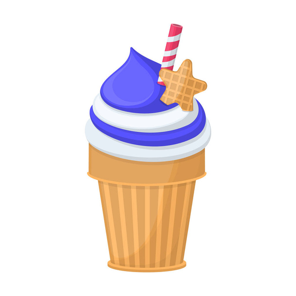Ice cream in cone vector icon.Cartoon vector icon isolated on white background ice cream in cone. - Vektor, kép
