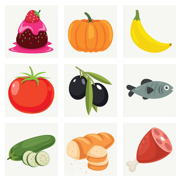 Set Of Various Fresh Foods - Vector, Image
