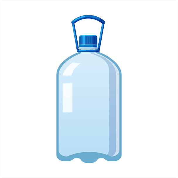 Plastic water bottle icon empty liquid container drink with screw cap for beverage drinking mineral water. Mockup template, vector cartoon style illustration isolated on white background - Vector, Image