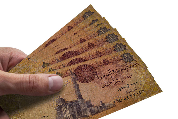 Hand hält ägyptische Pfund. egp. Währung Ägyptens. - Foto, Bild