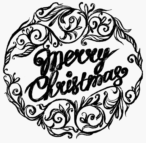Buon Natale lettering mano isolato su sfondo bianco. Illustrazione
. - Foto, immagini