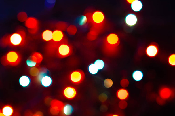 Blurry lights. Garland lights are blurry. Defocus. - Photo, Image