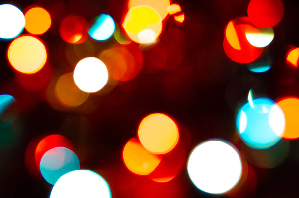 Blurry lights. Garland lights are blurry. Defocus. - Photo, Image