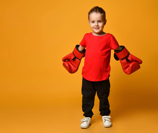 cute little boy with boxing gloves - Foto, Imagem