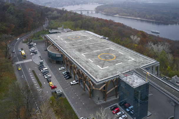 Aerial view at business building with helipads - Photo, image