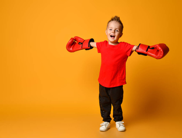 cute little boy with boxing gloves - Fotó, kép