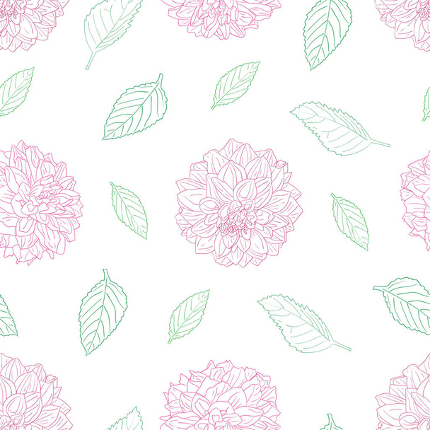 seamless pattern with dahlia flowers -02 - Vector, Image