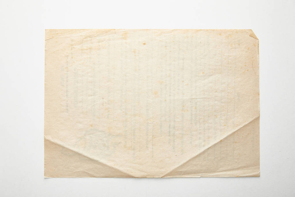 top view of empty vintage paper on white background - Foto, immagini
