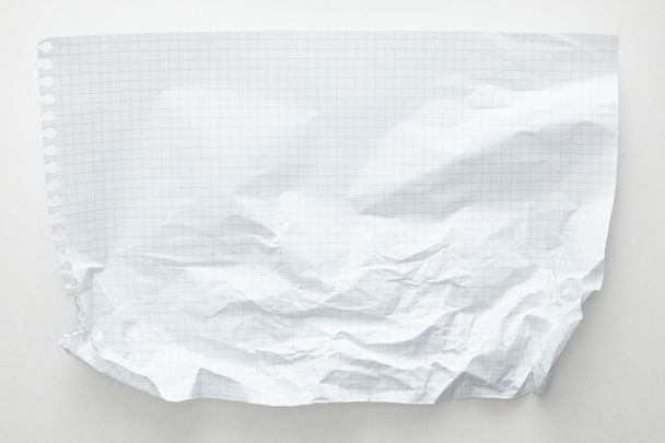 top view of empty crumpled paper on white background - Photo, Image