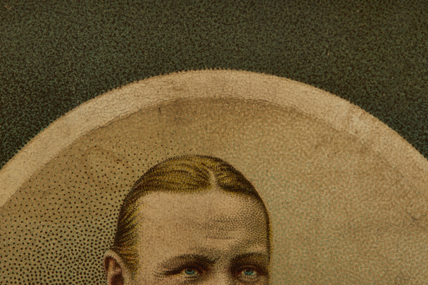 close up view of vintage painting with man - Photo, Image