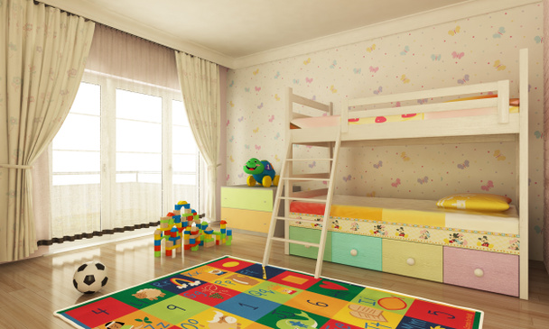Идея дизайна интерьера детской комнаты
 - Фото, изображение