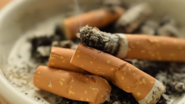 Großaufnahme von Zigaretten im Aschenbecher - Filmmaterial, Video