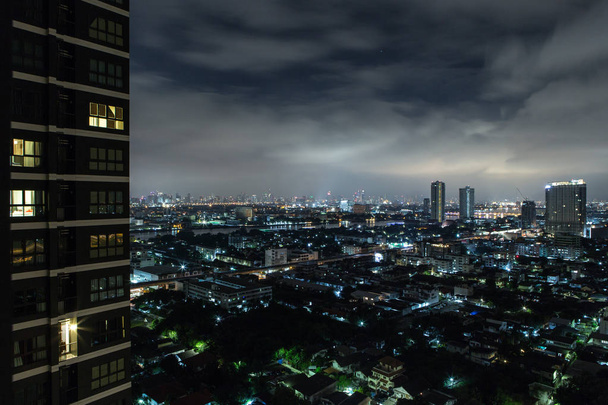 Panorama Noční město obrázek v Bangkoku, Thajsko - Fotografie, Obrázek