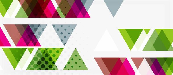 Banner with multicolored mosaic triangle geometric design on white background. Abstract texture. Vector illustration design template. - Vector, Image