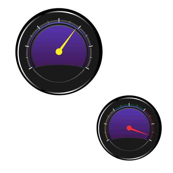 Speedometers. Round black sensor with scale. Vector illustration - Vector, Image