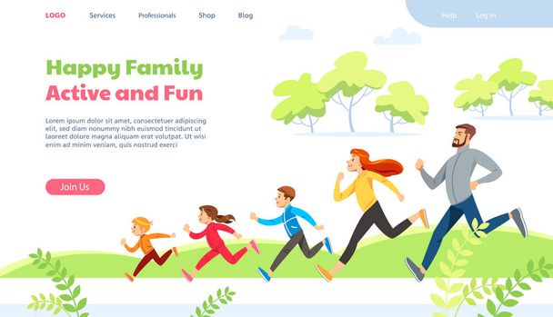 Πρότυπο σχεδίασης ιστοσελίδας για εικονογράφηση φορέα οικογενειακής δραστηριότητας. - Διάνυσμα, εικόνα
