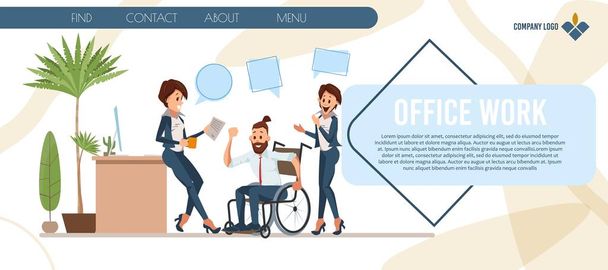 Business Course for Disabled People Vector Webpage - Vetor, Imagem