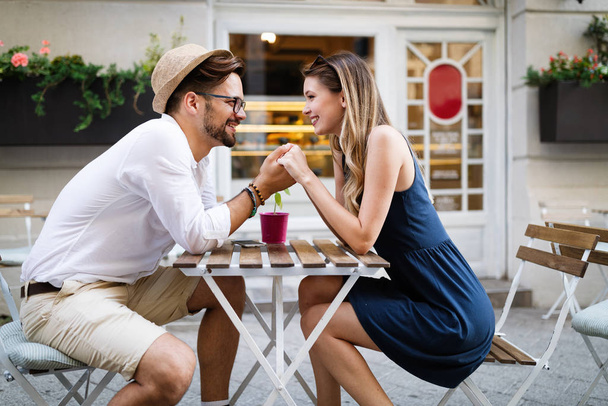 Happy romantic couple in love and having fun outdoor in summer day - Foto, immagini