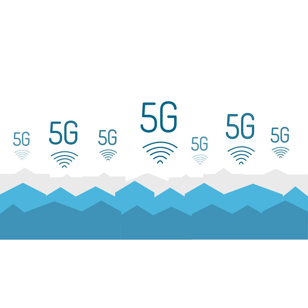 Ícone do Vetor 5G. 5th Generation Wireless Internet Network Connection Information Technology Illustration (em inglês). Dispositivos móveis de telecomunicações rede web de negócios. Isolado sobre fundo branco
. - Vetor, Imagem
