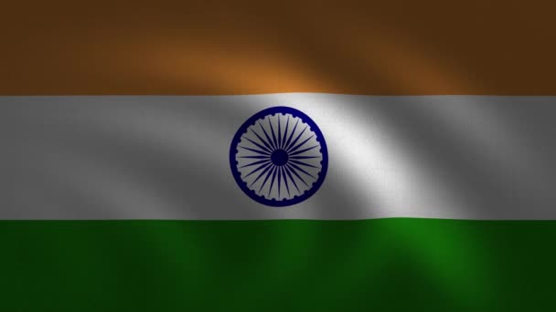 Ινδική σημαία κυματίζει και αργοσβήνει. Ψηφιακή απόδοση με τη χρήση του επίσημου σχεδιασμού σημαίας. 3d φινίρισμα υφασμάτων - Πλάνα, βίντεο