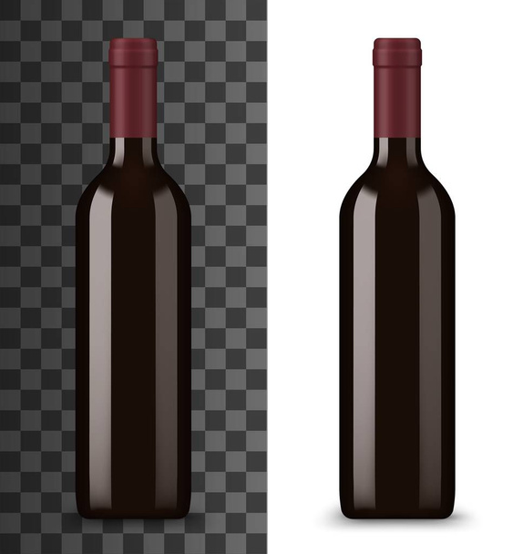 Red wine in glass bottle isolated winery drink - Vecteur, image