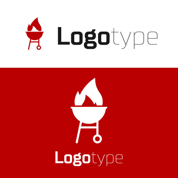 Barbecue icona rossa isolato su sfondo bianco. Barbecue party. Elemento modello di design logo. Illustrazione vettoriale - Vettoriali, immagini