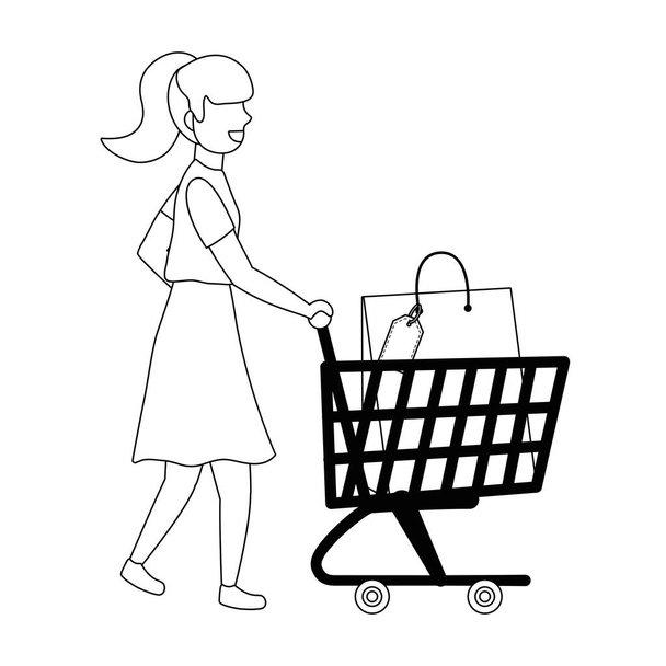 Mujer compras diseño vector ilustración
 - Vector, Imagen