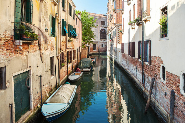 Venice canal scene. Beautiful Venice cityscape. Famous Venice scene. Colorful Venice. Venice view. - Foto, afbeelding