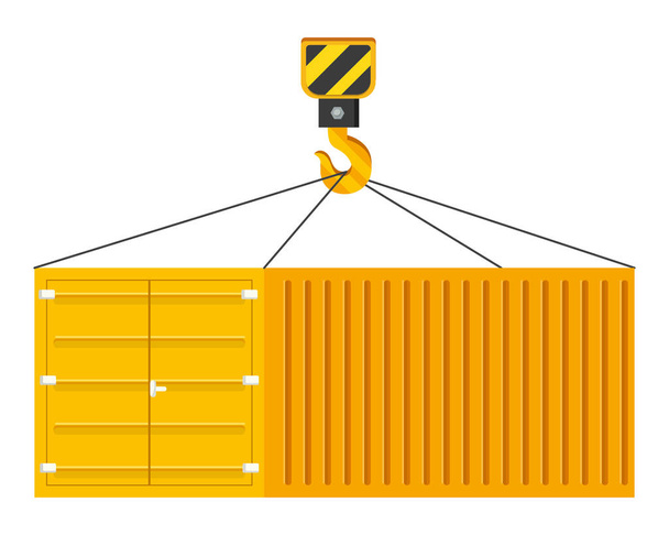 cargo container hanging on a crane hook vector illustration - Vektori, kuva