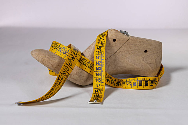 測定テープで最後の木製の靴 - 写真・画像