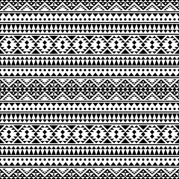 Бесшовный этнический узор черно-белого цвета. Дизайн ацтекского племенного вектора
 - Вектор,изображение