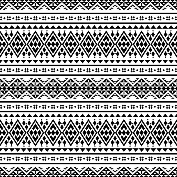 Płynny wzór etniczny w kolorze czarno-białym. Projekt wektora plemiennego Azteków - Wektor, obraz