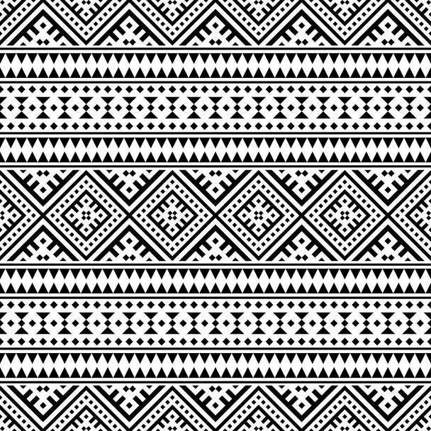 Seamless ethnic pattern in black and white color. Aztec tribal vector design - Vector, Image