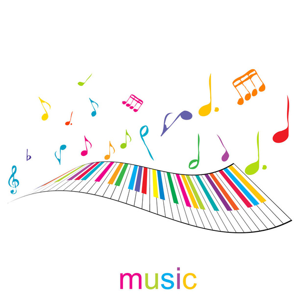 Music poster with piano keys and music notes - Vector, Image