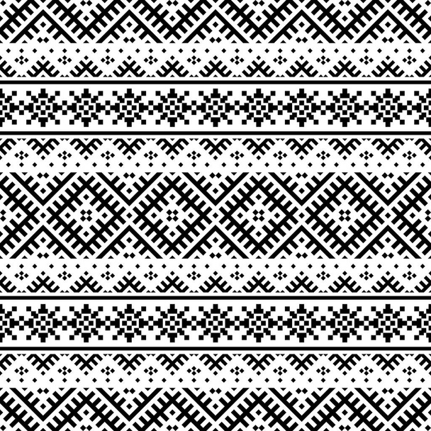 Patrón étnico sin costuras en color blanco y negro. Diseño de vectores tribales aztecas
 - Vector, Imagen