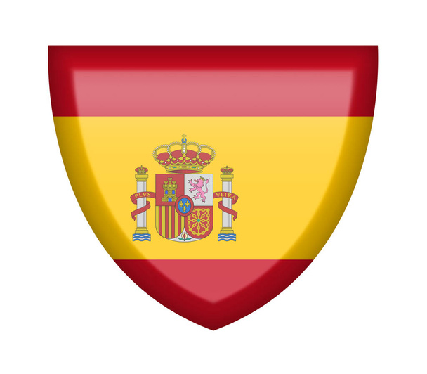 Shield with Spain flag on a white background - Photo, Image