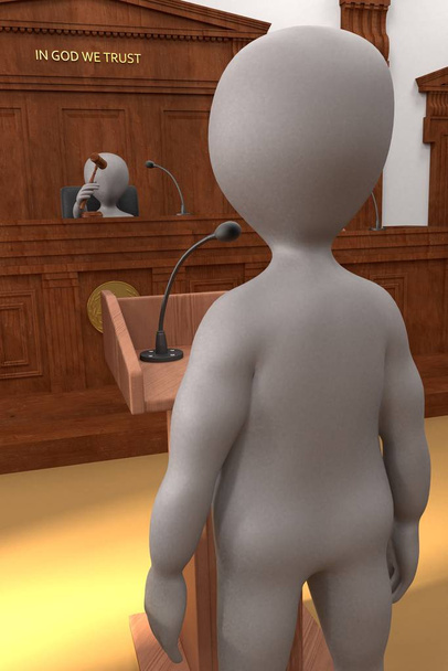 3D Render of Cartoon Χαρακτήρες στο Courtroom - Φωτογραφία, εικόνα