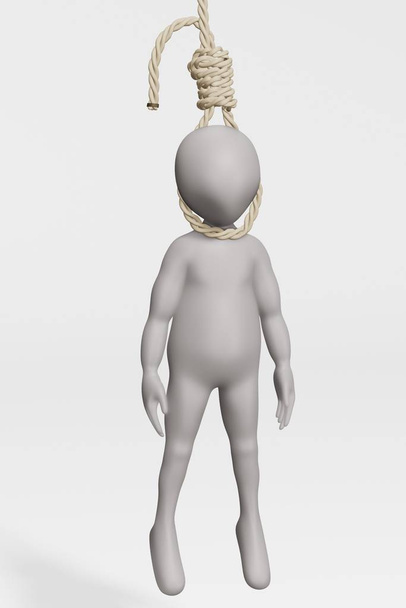 3D Render of Cartoon Character with Rope - Photo, Image