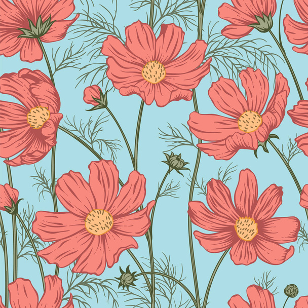 Seamless pattern with flowers. Vector illustration. - Vektor, kép