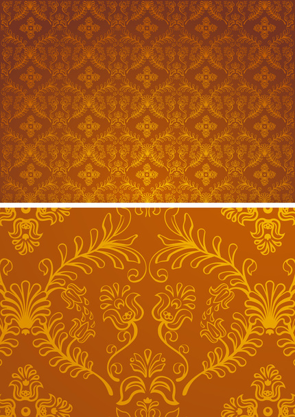 Altın ve kahverengi Dikişsiz desen tasarım arka plan, Kraliyet tasarım öğesi için Şam. vektör desen çizimi - Vektör, Görsel