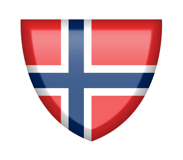 Beyaz zemin üzerinde Norveç bayrağı olan kalkan - Fotoğraf, Görsel