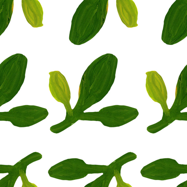 autumn flower green leaves seamless pattern - Photo, Image