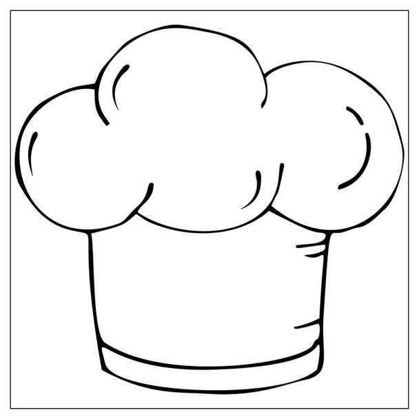 schwarze Silhouette Kochmütze isoliert auf weißem Hintergrund. - Vektor, Bild