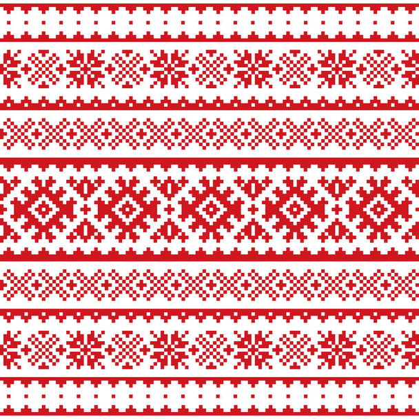 Christmas, winter vector seamless pattern, Sami people, Lapland folk art design, traditional knitting and embroidery - ベクター画像