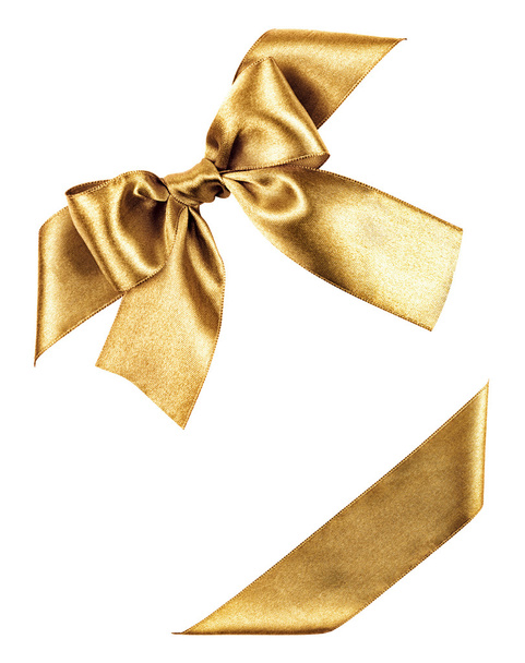 絹のリボンから作られた黄金の弓 - 写真・画像