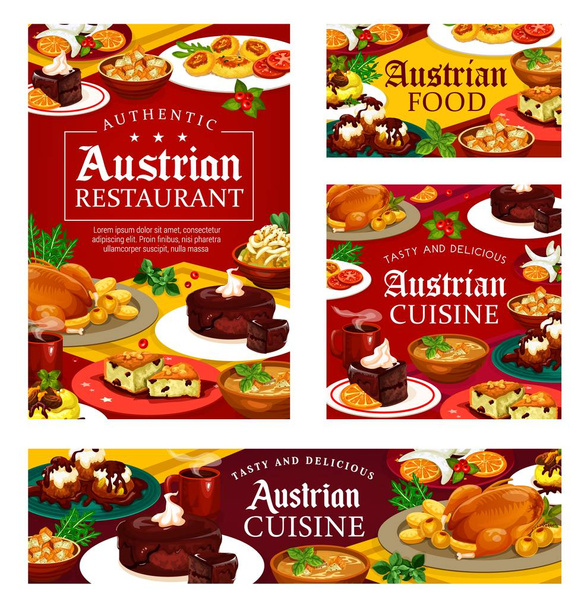 Comida nacional de Austria, postres y platos
 - Vector, imagen