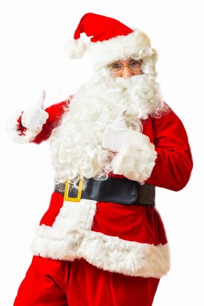 Santa Claus s palci nahoru izolované na bílém pozadí - Fotografie, Obrázek