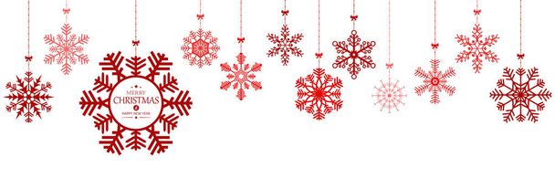hanging snow stars banner for christmas greetings time - Vetor, Imagem
