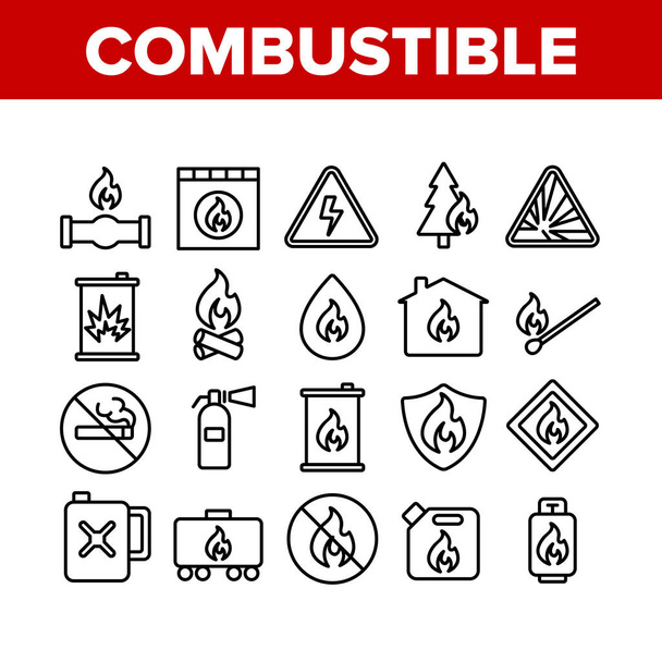 Combustible Products Collection Icons Set Vector - Vector, Image